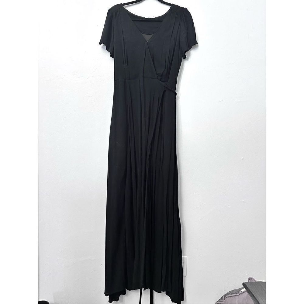 BluIvy Womens Elegant Maxi Dress Short Sleeve Classic Black Medium
